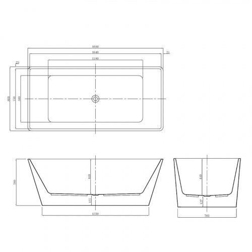 Ванна акриловая Azario LINCOLN 1690х800х580, свободностоящая, в комплекте с сифоном и металлической рамой (LIN17080)