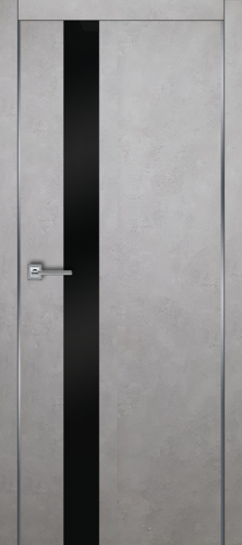 Полотно дверное остекленное Эко-шпон с алюм. кромкой МАНХЭТТЕН-3, 2000*700 Бетон снежный, ст. черное