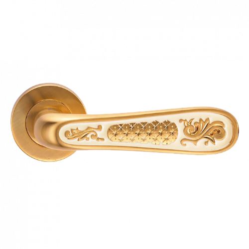 Ручка дверная на круглой розетке "GENESIS" ALIVIO S. GOLD матовое золото/эмаль