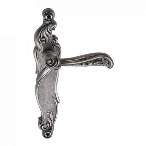 Ручка дверная на длинной планке "GENESIS" RIZO BL. SILVER (CL) под ключ. цилиндр, черненое серебро