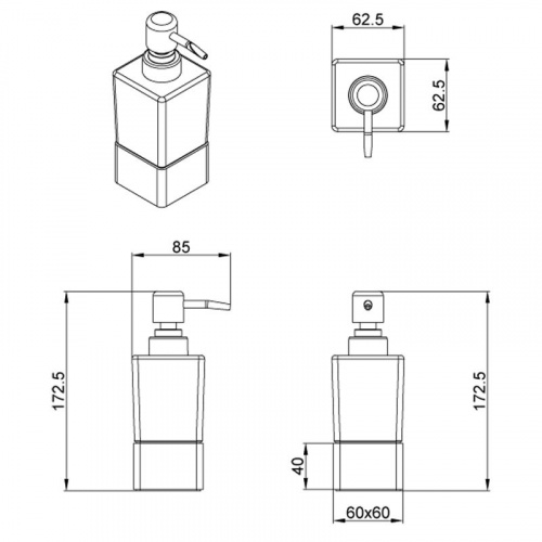 Дозатор жидкого мыла AZARIO RINA 200 мл. стеклянный настольный, хром (AZ-130C)