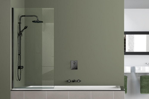 Шторка для ванны Azario MERRIT 800х1400, прозрачное стекло 6 мм, цвет профиля черный (AZ-NF6211-1 800 BLACK)