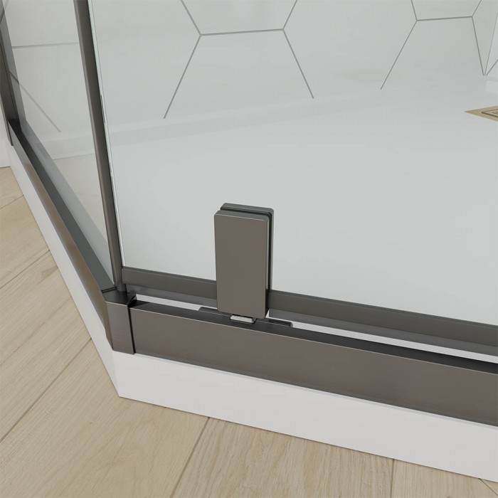 Душевой угол Veconi Ottimo P10 GR, 900x900x1900, графит брашинг, стекло тонированное матовое