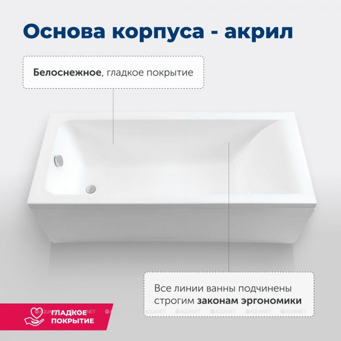 Акриловая ванна Aquanet Bright 180x70 (с каркасом)
