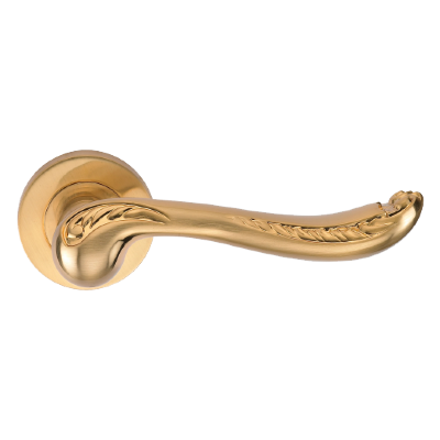 Ручка дверная на круглой розетке "GENESIS" ACANTO S. GOLD (20G) матовое золото