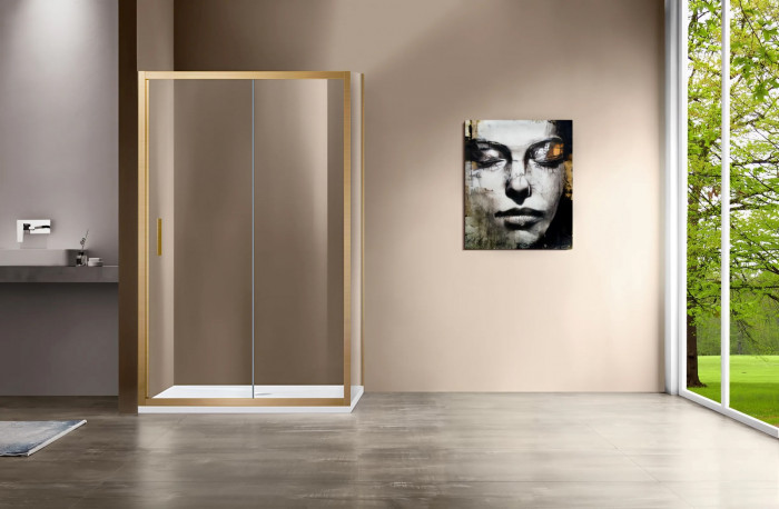 Душевой уголок Гарда (Garda) VSR-1G1013CLG, 1300*1000, брашированное золото, стекло прозрачное