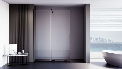 Душевая перегородка Veconi Premium Trento PTDW-50B, 1200x2000, черный матовый, стекло прозрачное