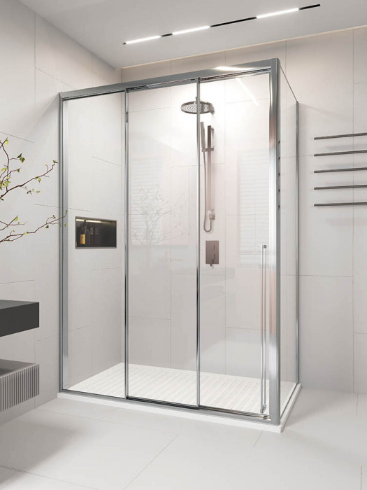 Душевой угол раздвижной Veconi Premium Prato 300 SP CH-L, 1300х800x2000, хром, стекло прозрачное