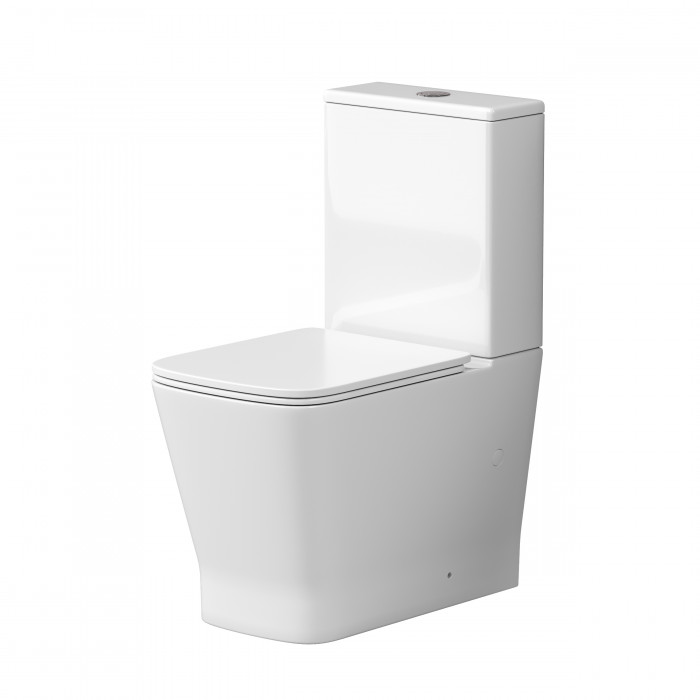 Унитаз напольный Grossman GR-4490SQ (605х365х820) безободковый,белый с тонкой крышкой,микролифт,смыв торнадо,2 места