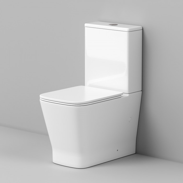 Унитаз напольный Grossman GR-4490SQ (605х365х820) безободковый,белый с тонкой крышкой,микролифт,смыв торнадо,2 места