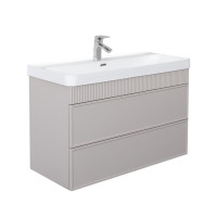 Подвесная тумба-умывальник Comforty Мадрид 100М2(Н) серый шёлк с раковиной CF19595BX-100