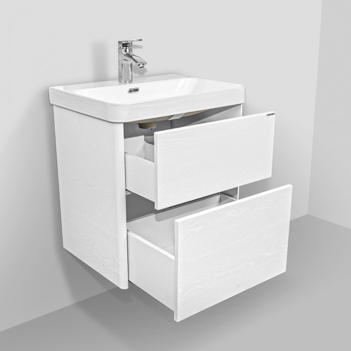Подвесная тумба-умывальник Comforty Сенеж-60 ясень белёный с раковиной CF19595BX-60