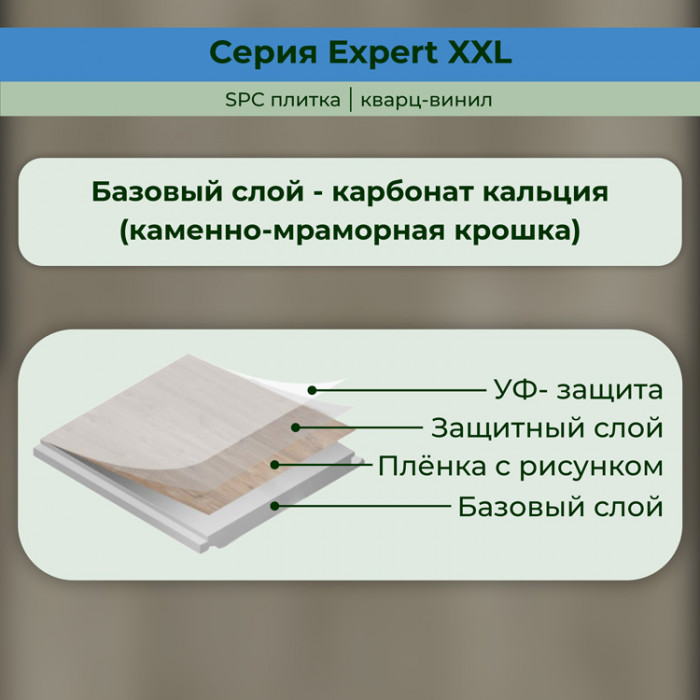 Кварвиниловый ламинат (SPC) Expert XXL Берген 181x1500x5 STRONG STEP