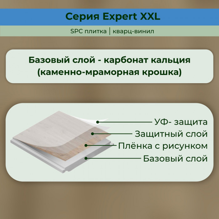 Кварвиниловый ламинат (SPC) Expert XXL Сиена 181x1500x5 STRONG STEP
