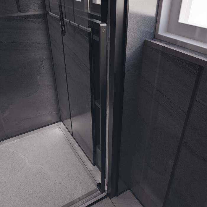 Душевой угол Veconi Premium Trento PTC-SP-30B, 1300х900x2000, черный матовый, стекло прозрачное