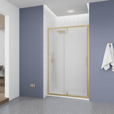 Душевая дверь Veconi Ottimo P20 G, 1200x1900, золото брашинг, стекло матовое