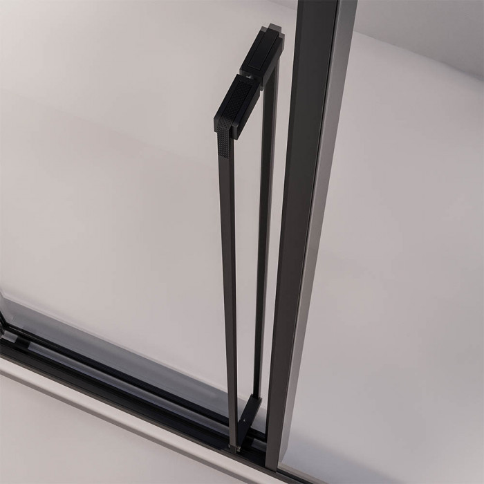 Душевой угол раздвижной Veconi Premium Prato 400 SP B-L, 2000х900x2000, черный матовый, стекло прозрачное