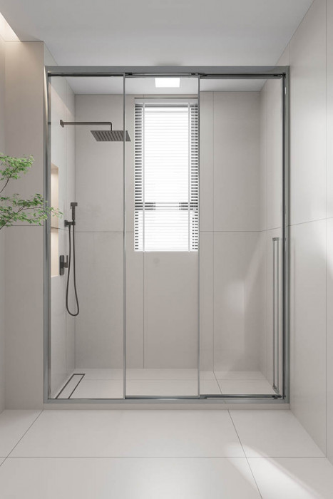 Душевая дверь раздвижная Premium Prato 300 CH-L, 1500х2000, хром, стекло прозрачное