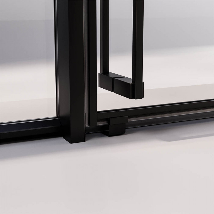 Душевой угол раздвижной Veconi Premium Prato 400 SP B-R, 1800х800x2000, черный матовый, стекло прозрачное