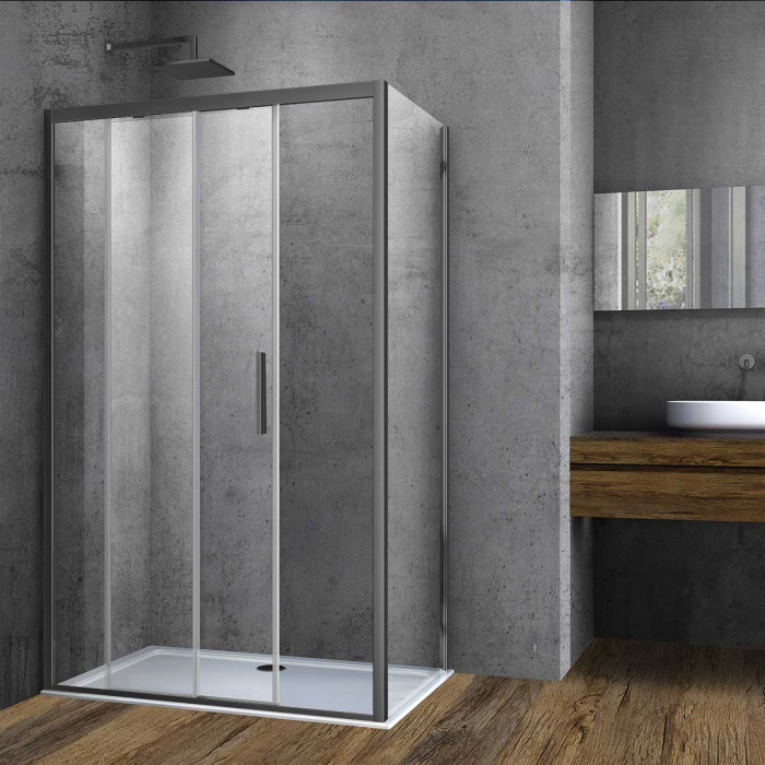 Душевой уголок Софт (Soft) VSR-3SO9013CLGM, 1300*900, вороненая сталь, стекло прозрачное