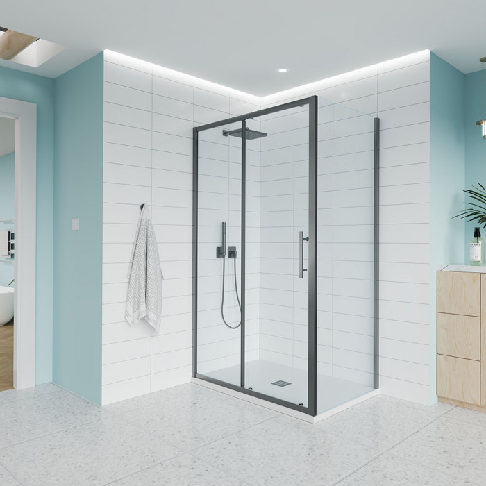 Душевой угол Veconi Evo 100SP GR 1500х1000x1950, графит брашинг, прозрачное стекло