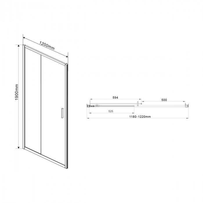 Душевая дверь Гарда (Garda) VDS-1G120CHB, 1200, черный матовый, стекло шиншилла