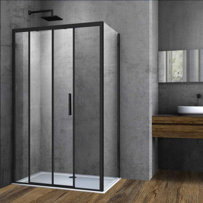 Душевой уголок Софт (Soft) VSR-3SO9013CLB, 1300*900, черный, стекло прозрачное