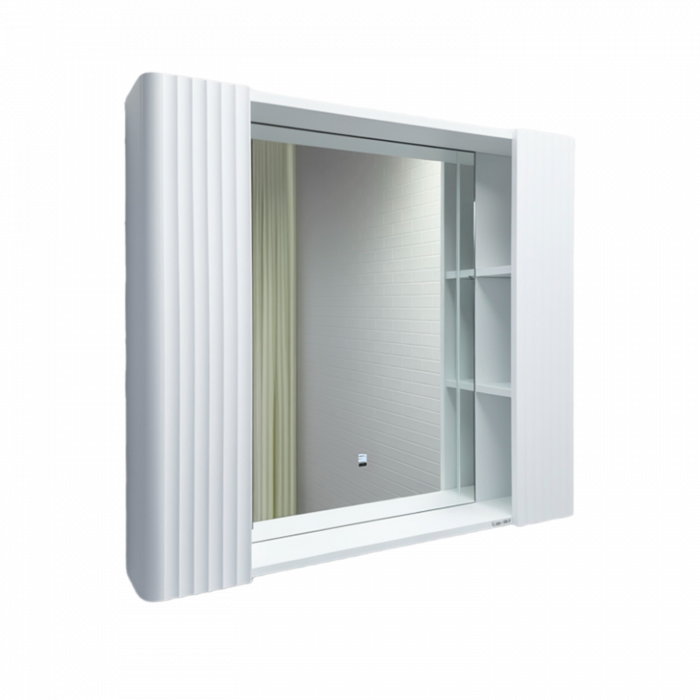 Зеркало-шкаф Comforty Ангара-90 белое, со светодиодной подсветкой и антизапотеванием