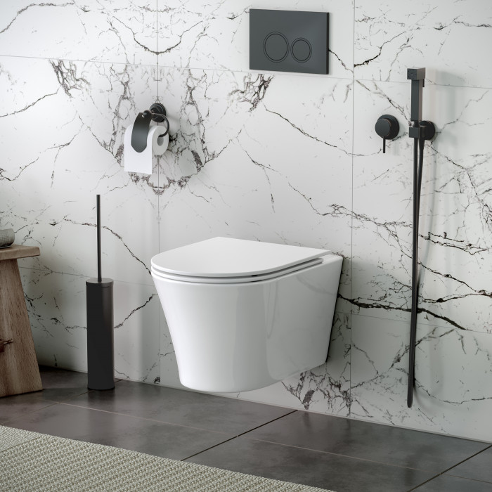 Унитаз подвесной Grossman Thin Rim GR-5604SQ (520х360х355) тонкий ободок,белый с тонкой крышкой,микролифт,смыв торнадо,1 место