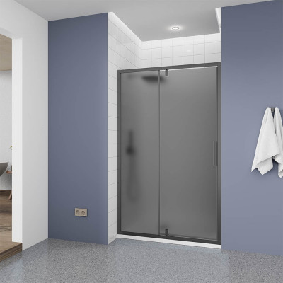Душевая дверь Veconi Ottimo P20 GR, 1200x1900, графит брашинг, стекло тонированное матовое
