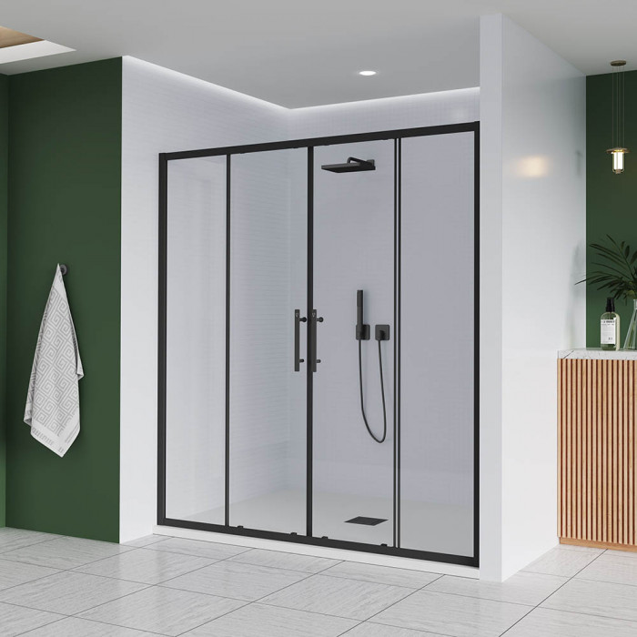 Душевая дверь Veconi Evo 400 B, 1200x1950, черный матовый, стекло прозрачное