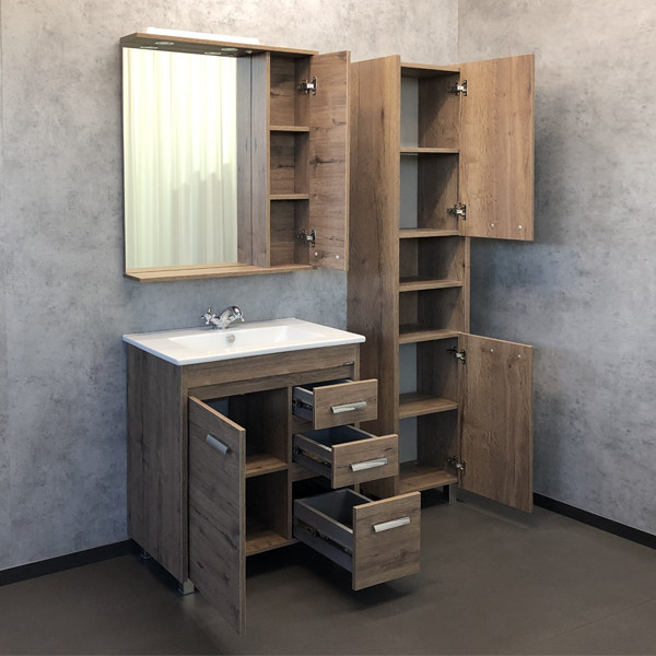 Тумба-умывальник Comforty Марио-75 дуб темный с раковиной Квадро 75