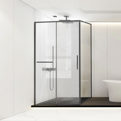 Душевой уголок Слим Софт (Slim Soft) VSR-1SS8015CLGM, 1500*800, вороненая сталь, стекло прозрачное