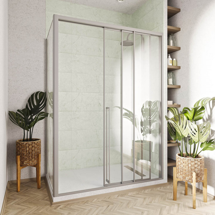 Душевой угол раздвижной Veconi Premium Prato 300 SP CH-R, 1100х800x2000, хром, стекло прозрачное