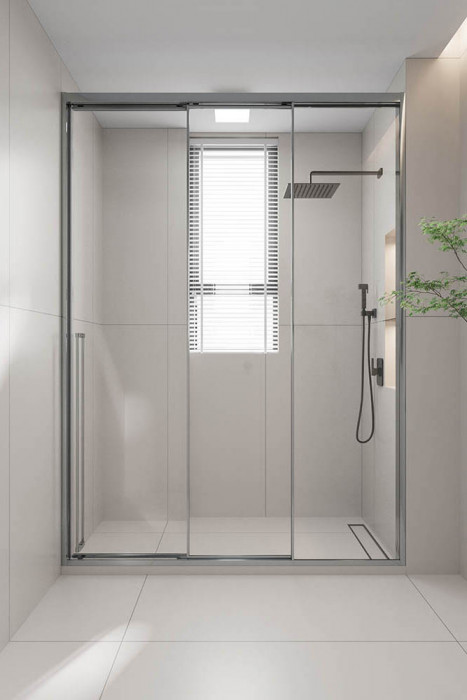 Душевая дверь раздвижная Premium Prato 300 CH-R, 1700х2000, хром, стекло прозрачное