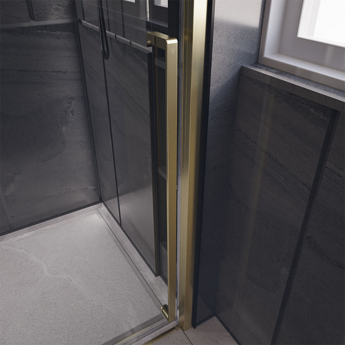 Душевой угол Veconi Premium Trento PTC-SP-30G, 1400х1000x2000, брашированное золото, стекло прозрачное