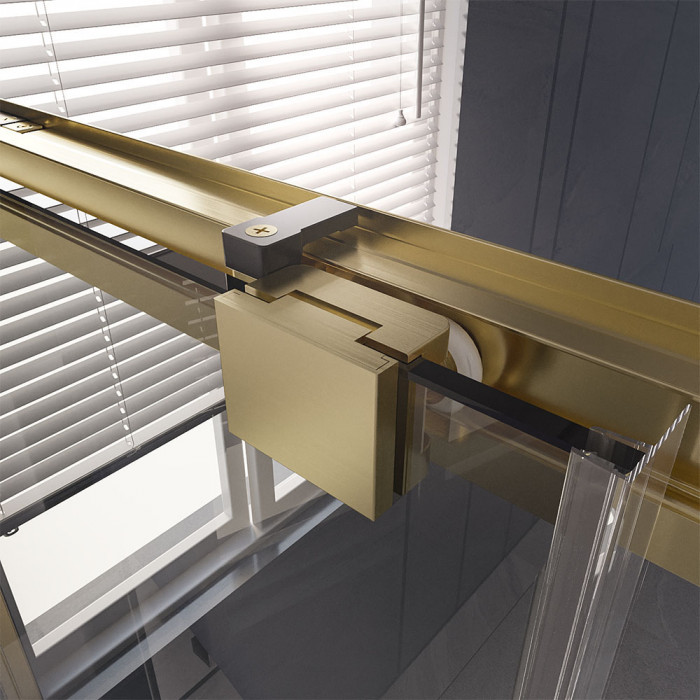 Душевой угол Veconi Premium Trento PTC-SP-30G, 1400х1000x2000, брашированное золото, стекло прозрачное