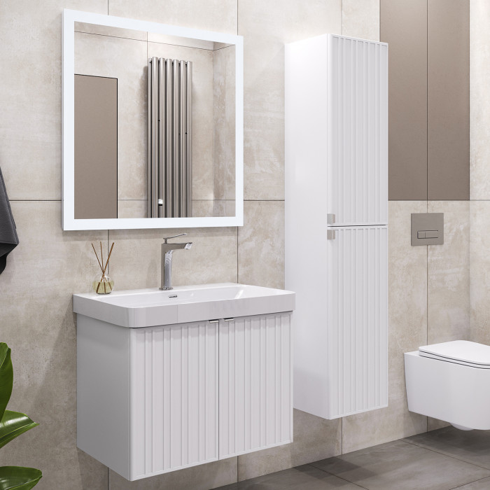 Тумба-умывальник Comforty Тенерифе-70 подвесная, белая матовая с раковиной CF19595BX-70