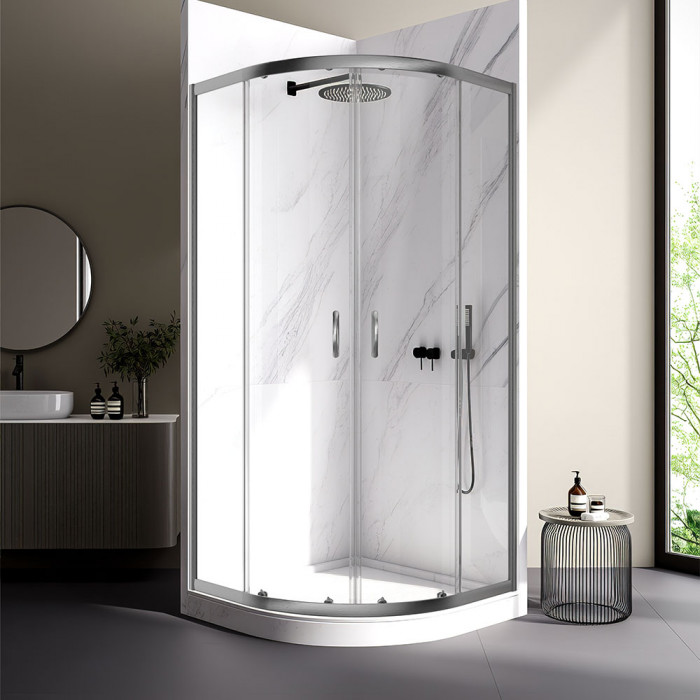 Душевой угол Veconi Rovigo RV-202GR, 900x900x1900, брашированный графит, прозрачное стекло