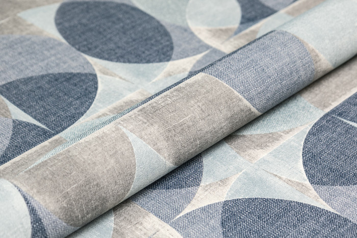 Обои виниловые на флизелиновой основе Шафран мотив, синий, круги, KERAMA MARAZZI