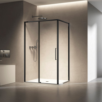 Душевой уголок Слим 8мм (Slim 8mm) VSR-6SL8011CLB, 1100*800, черный, стекло прозрачное