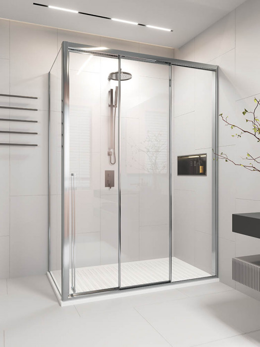 Душевой угол раздвижной Veconi Premium Prato 300 SP CH-R, 1400х800x2000, хром, стекло прозрачное