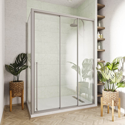 Душевой угол раздвижной Veconi Premium Prato 300 SP CH-R, 1400х1000x2000, хром, стекло прозрачное