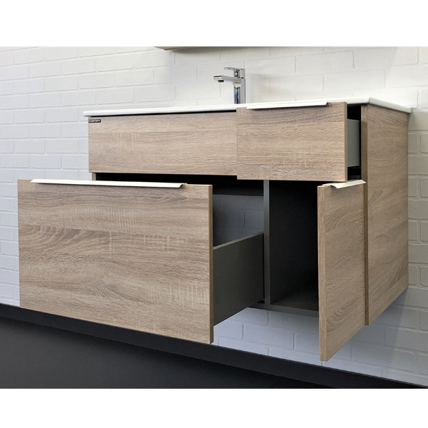 Тумба-умывальник Comforty Варна-90 дуб сонома с раковиной Comforty 9090EL