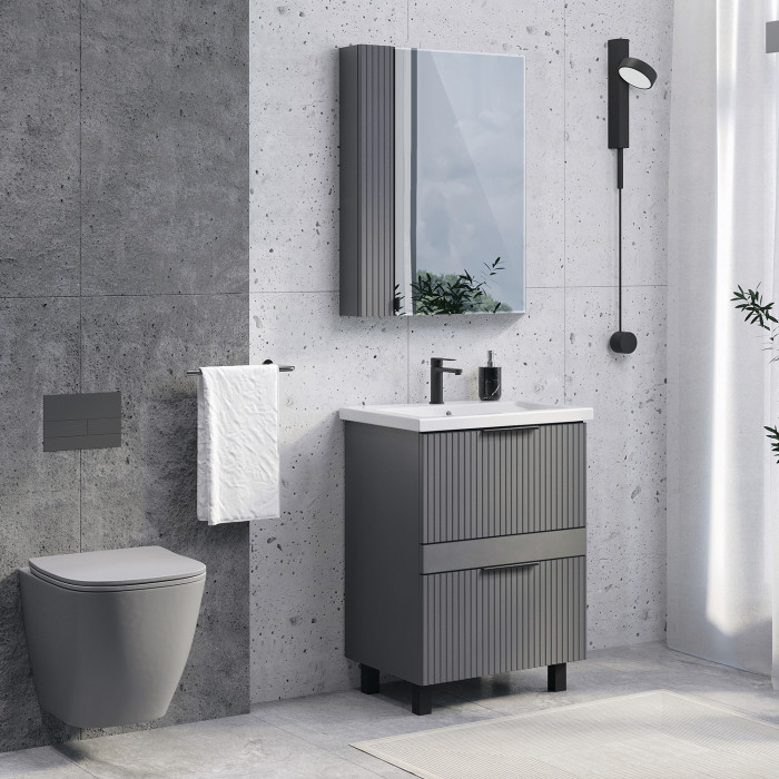Зеркало-шкаф для ванной комнаты Comforty Лима 60 антрацит