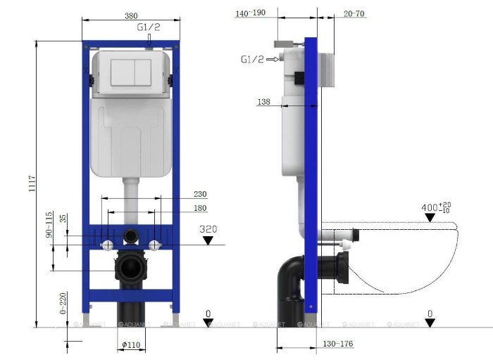Инсталляция для унитаза Allen Brau Pneumatic Slim 9.11102.20 