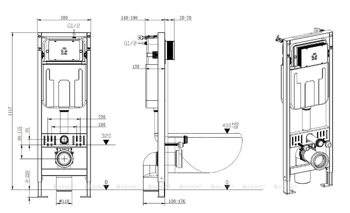 Инсталляция для унитаза Allen Brau Pneumatic Slim 9.11102.20 