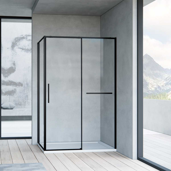 Душевой уголок Слим Софт (Slim Soft) VSR-1SS8012CLB, 1200*800, черный, стекло прозрачное