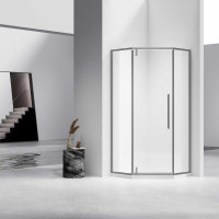 Душевой уголок Слим-Н (Slim-N) VSP-4SN900CLGM, 900*900, вороненая сталь, стекло прозрачное