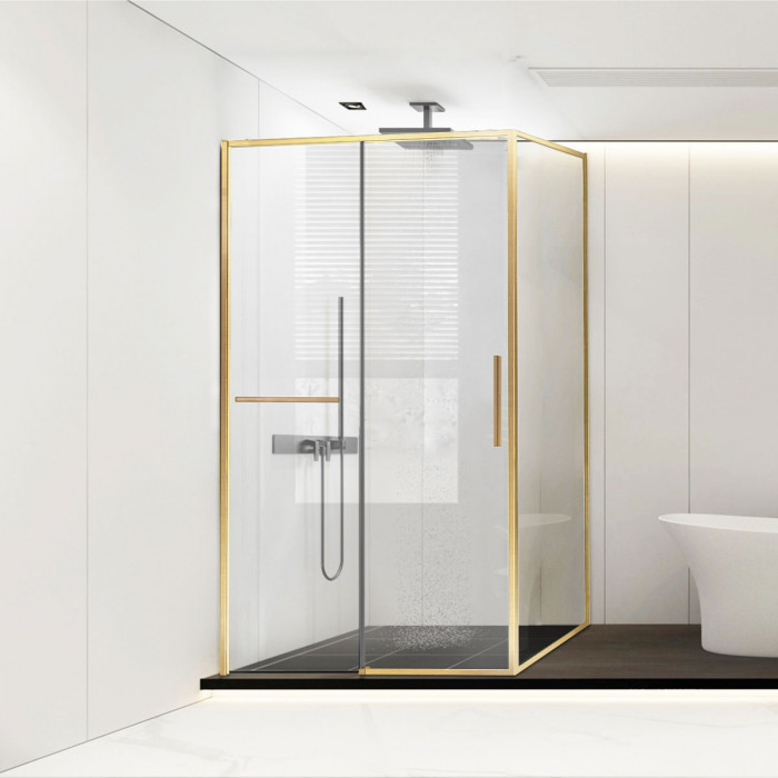 Душевой уголок Слим Софт (Slim Soft) VSR-1SS8012CLG, 1200*800, брашированное золото, стекло прозрачное